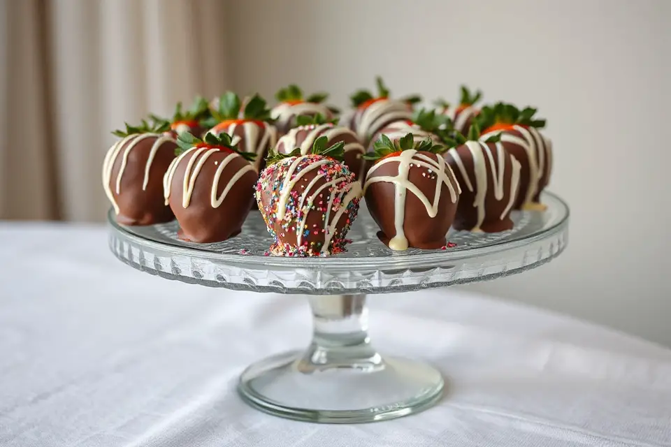 chocolate strawberries glass stand