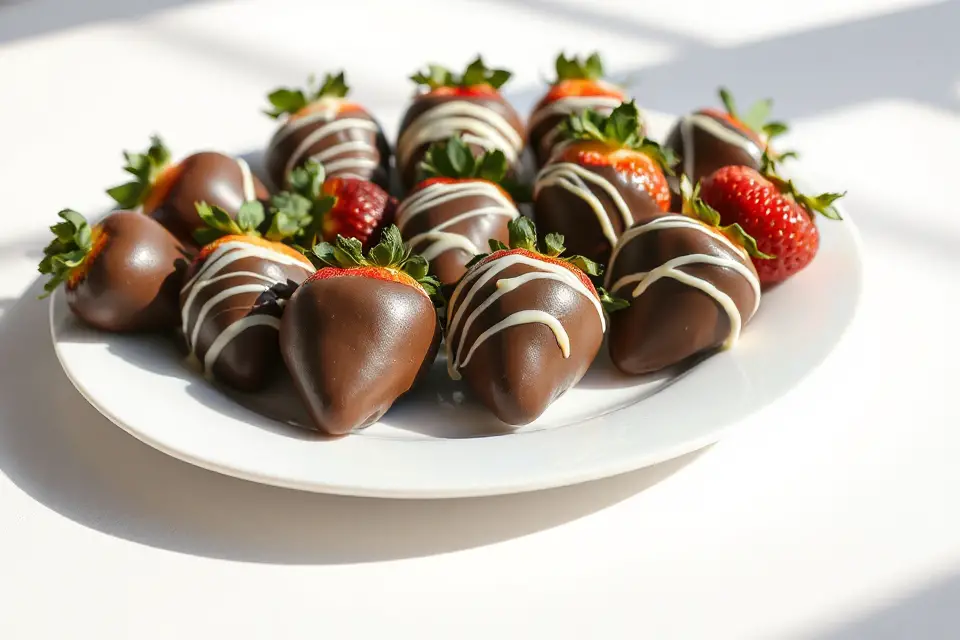 chocolate strawberries on plate