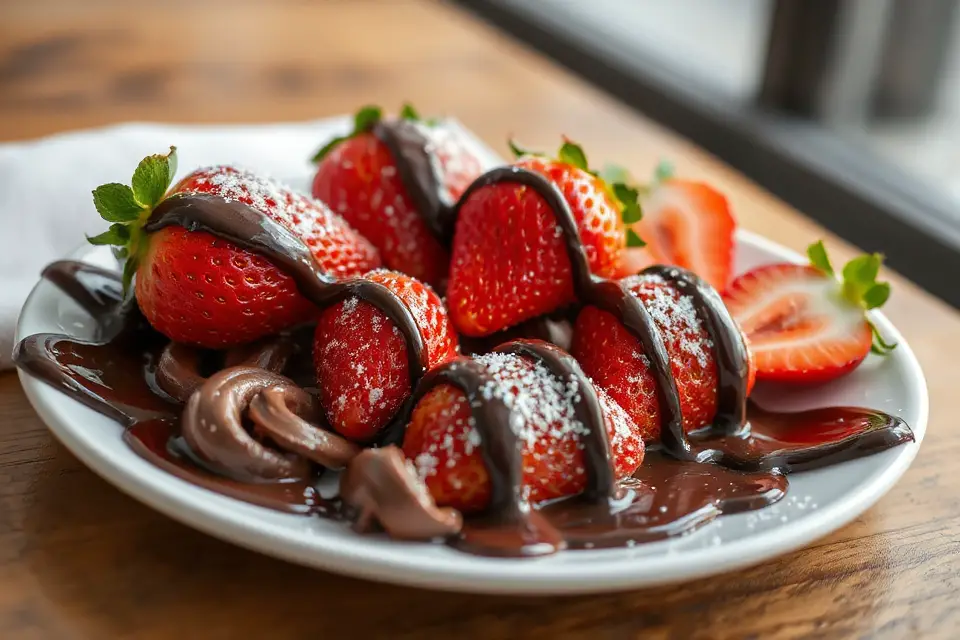 chocolate strawberries stock photo