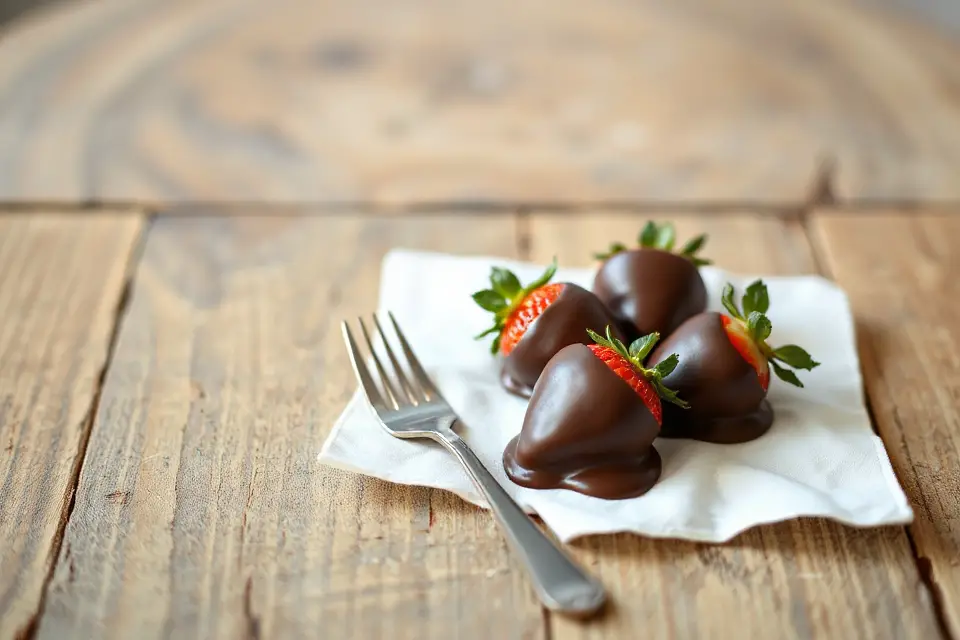 chocolate strawberries vintage fork