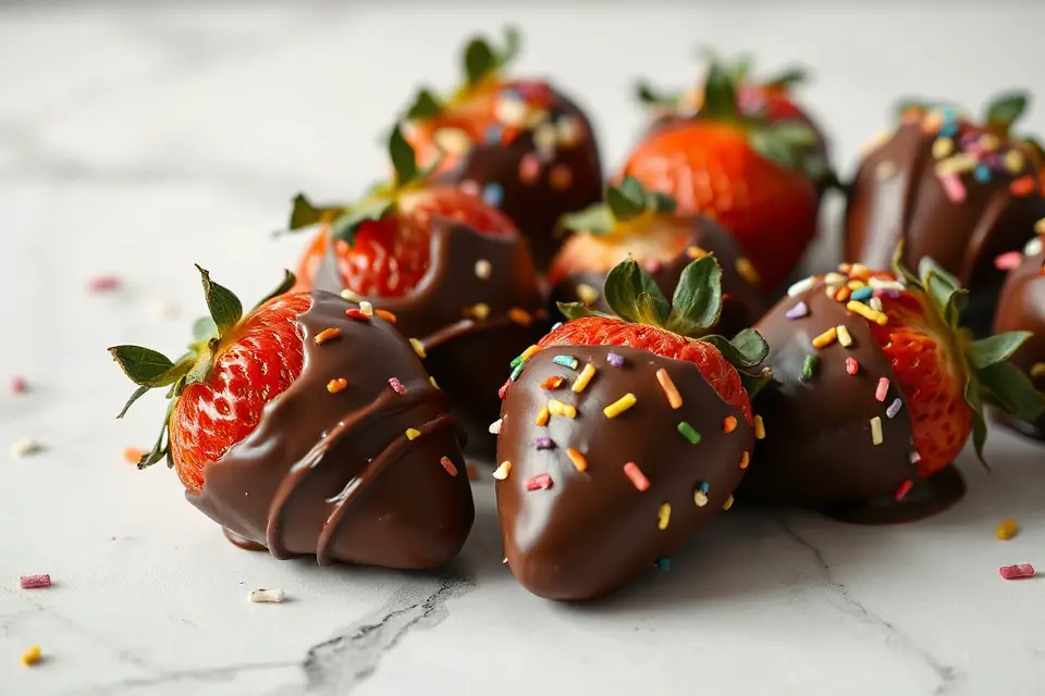 chocolate strawberries with sprinkles