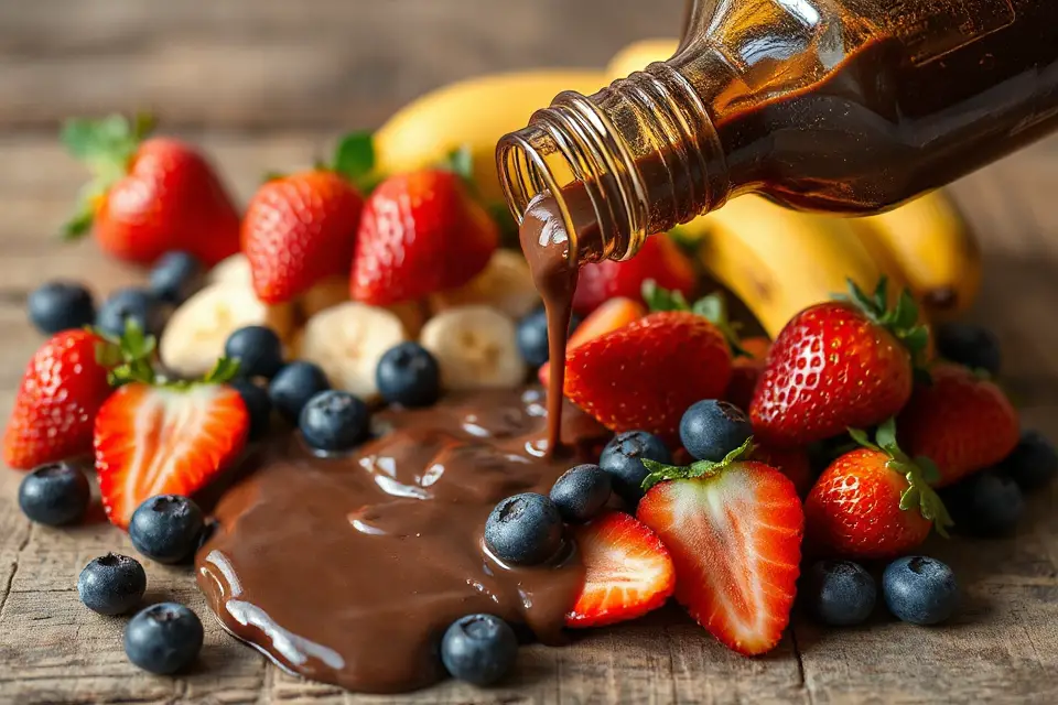 chocolate syrup with fruits