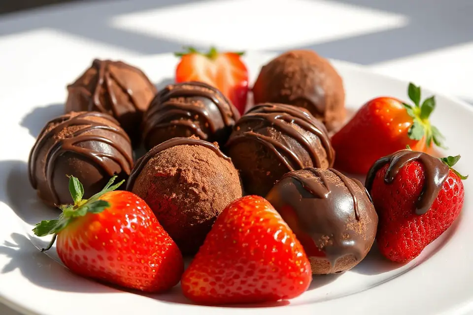 chocolate truffles and strawberries