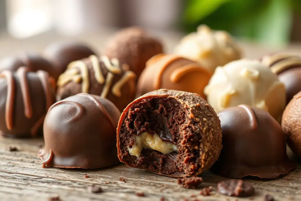 chocolate truffles bite taken