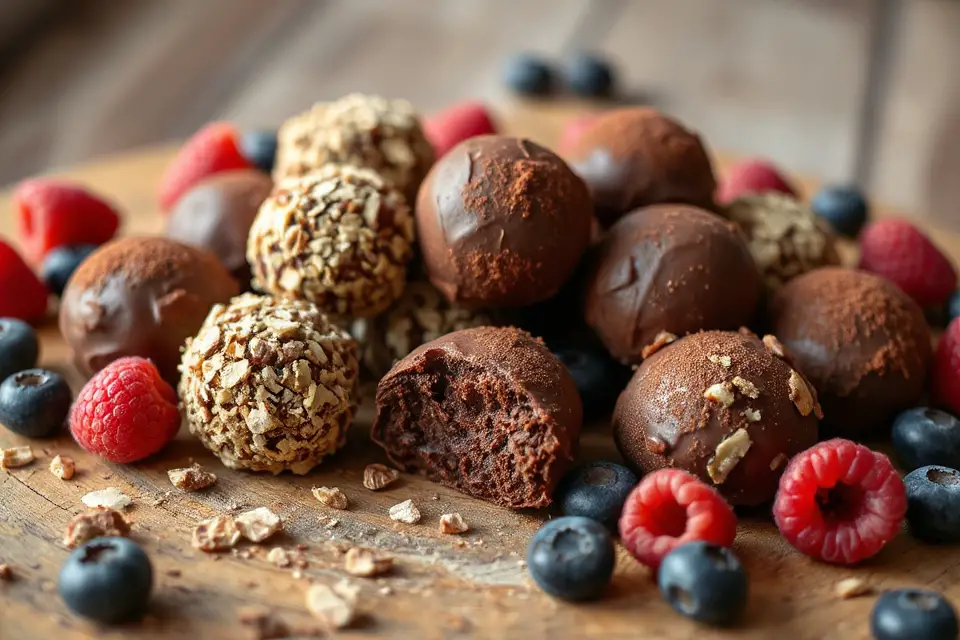 chocolate truffles with berries