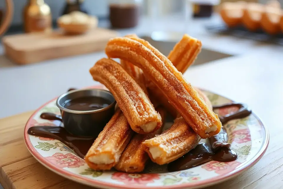 churro on patterned plate