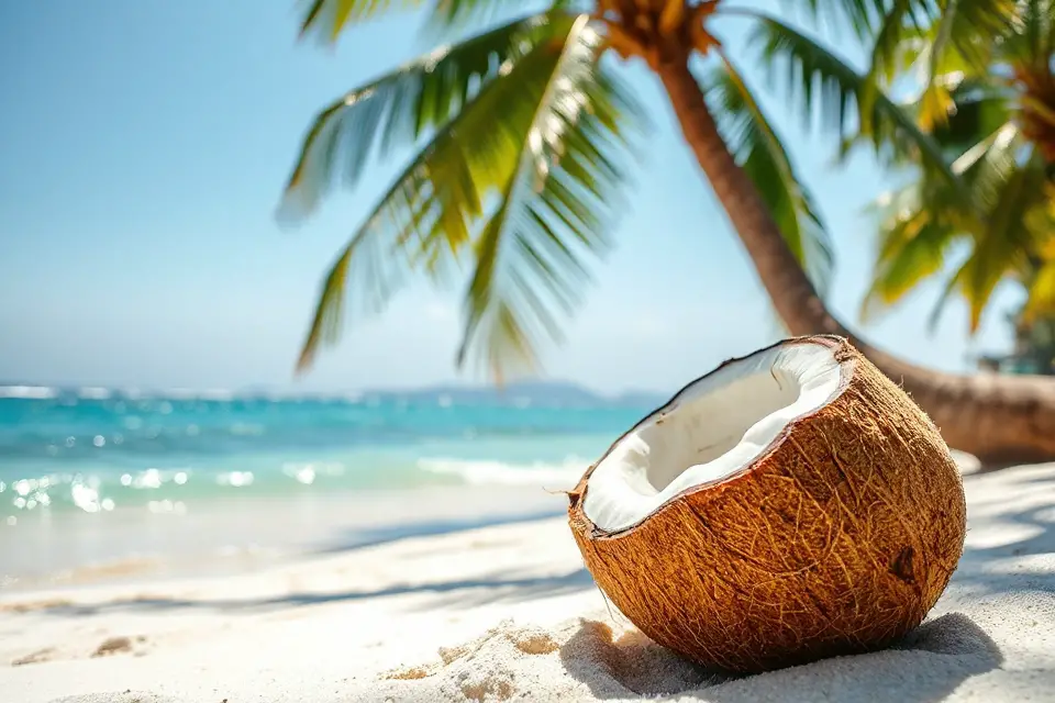 coconut on serene beach