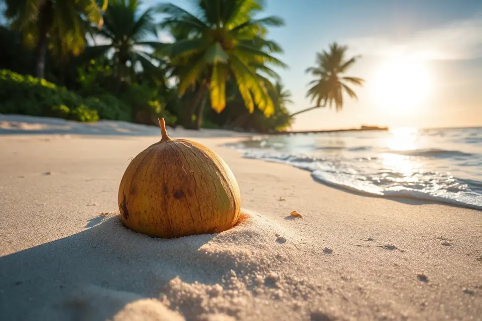 coconut on serene beach