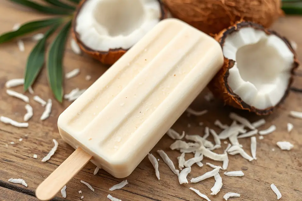 coconut popsicle stock photo