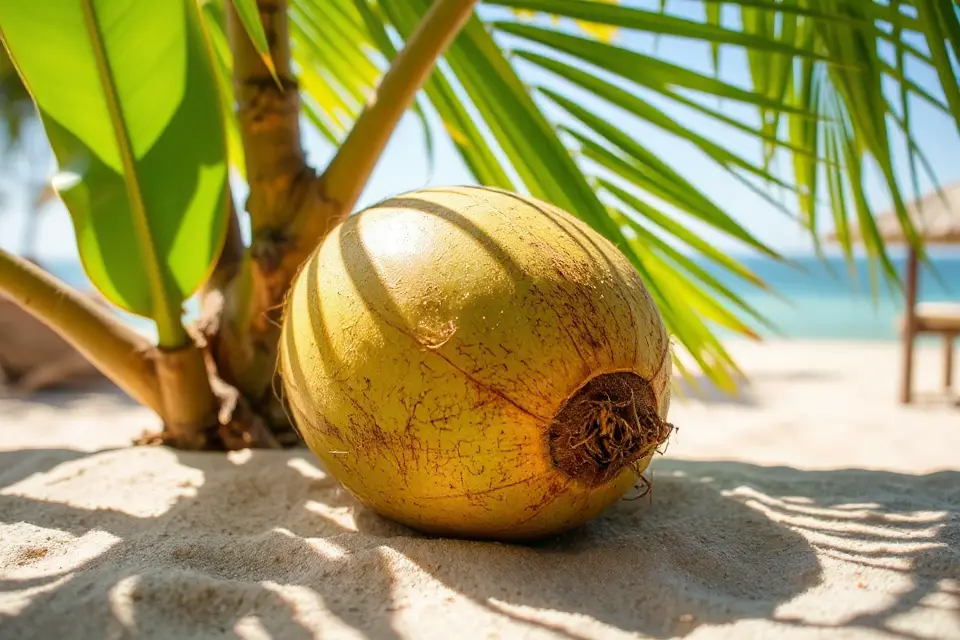 coconut surrounded by leaves