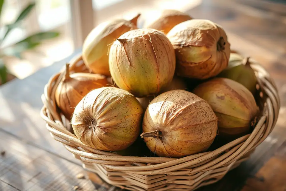 coconuts in woven basket