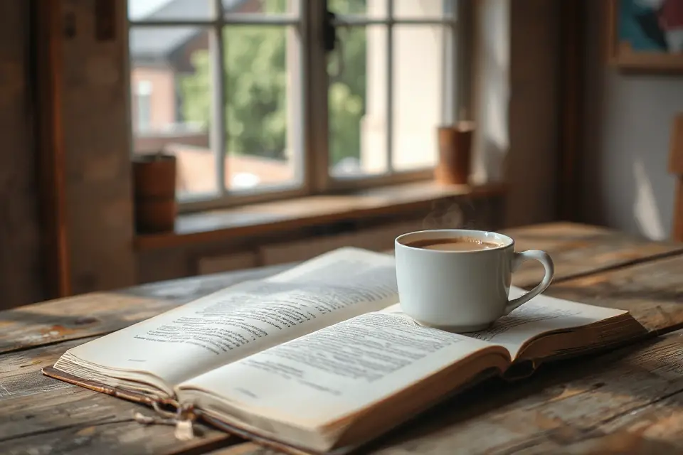 coffee cup and book