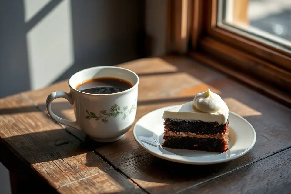 coffee cup and dessert