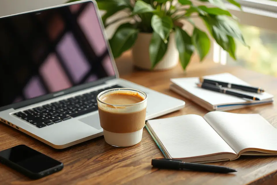 coffee cup and laptop