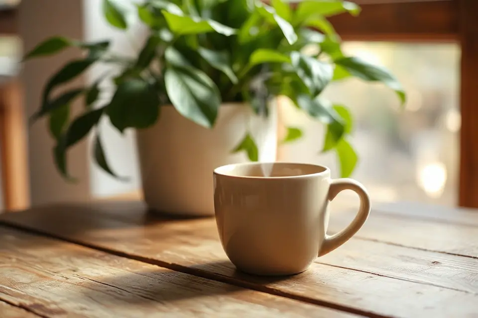 coffee cup with plant