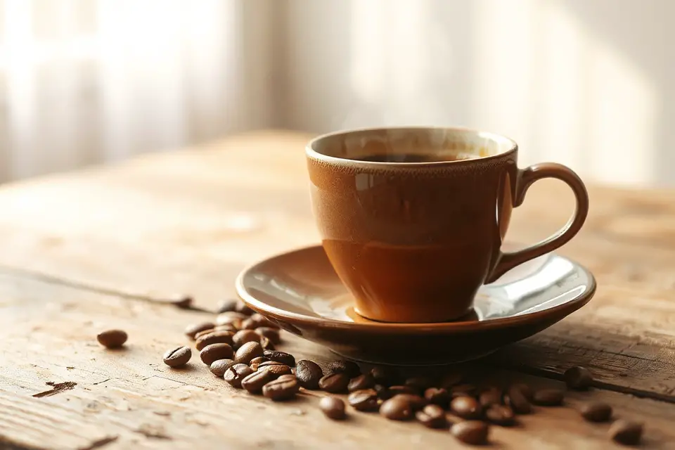 coffee cup wooden table