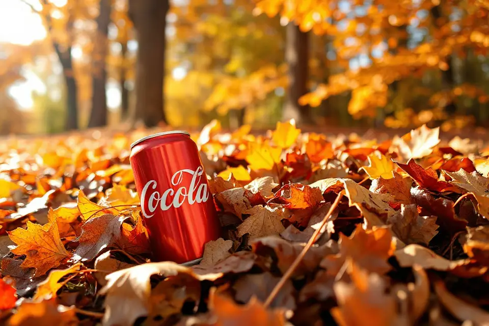 cola can autumn leaves