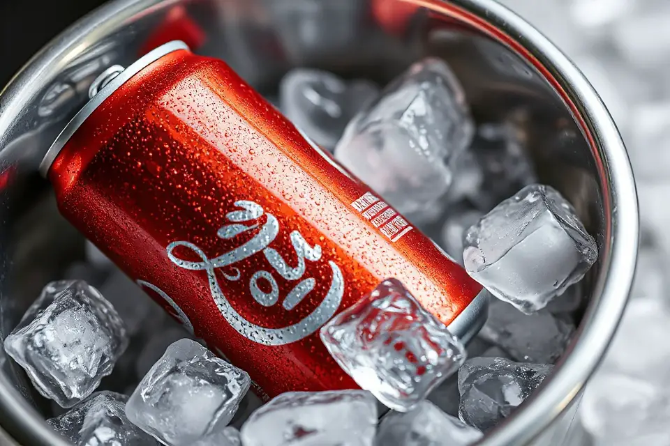 cola can in ice