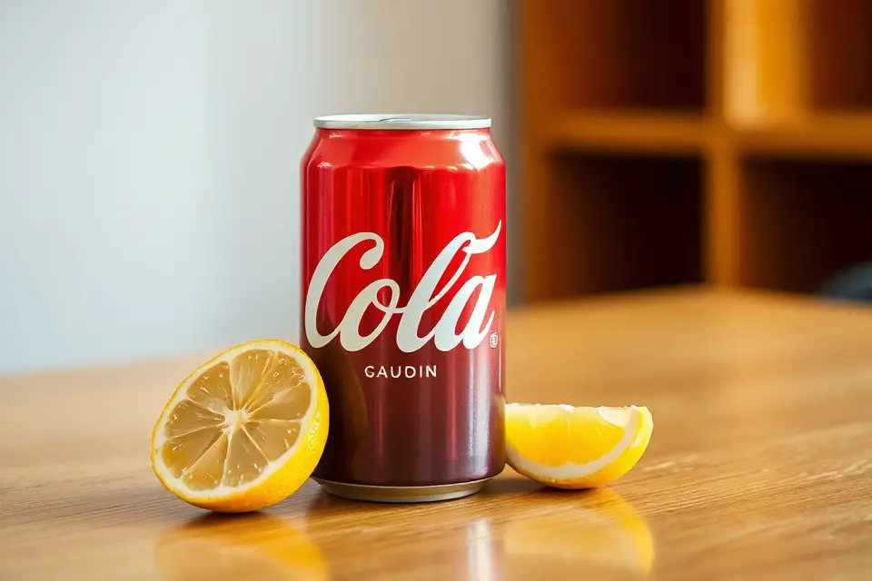 cola can with lemon