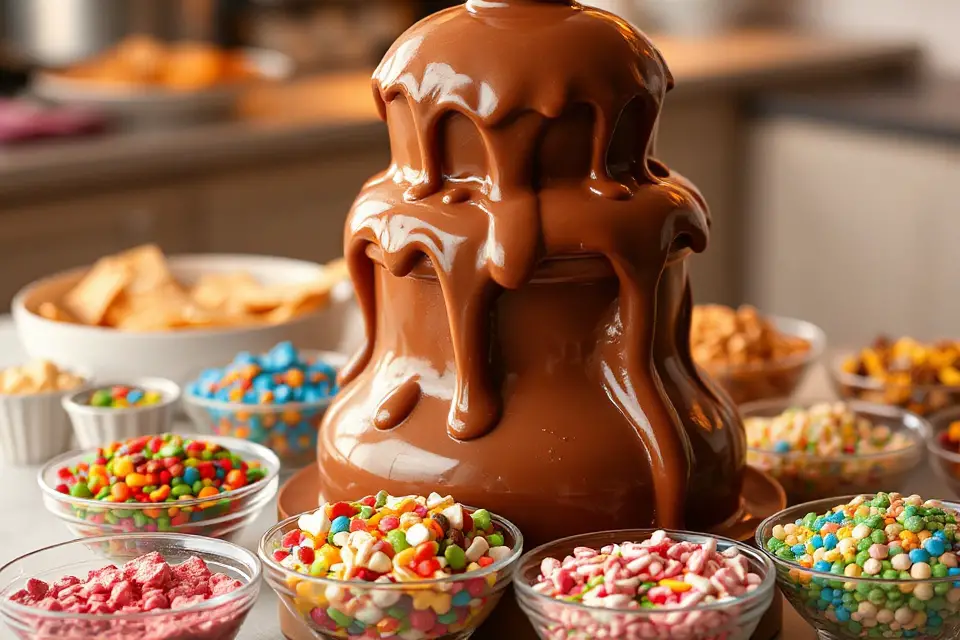 colorful chocolate fountain delight