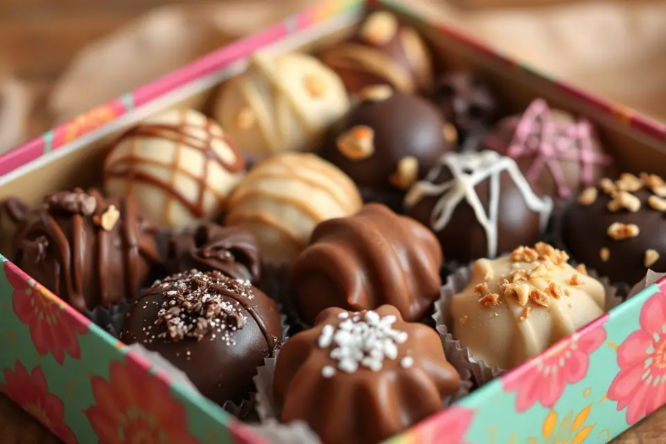 colorful chocolate truffles box