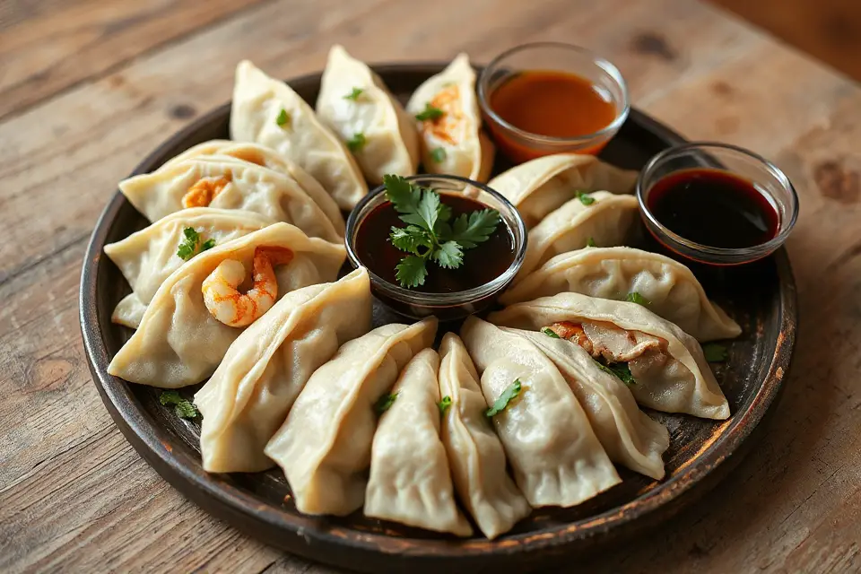 colorful dumplings with fillings