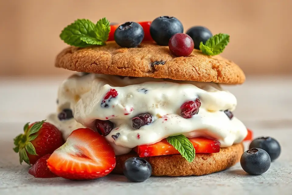 colorful fruit ice cream sandwich