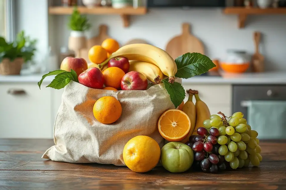 colorful fruits in bag