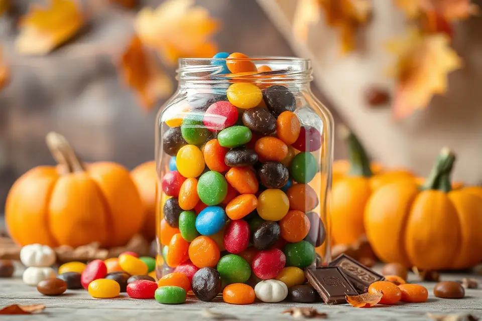 colorful halloween candy jar