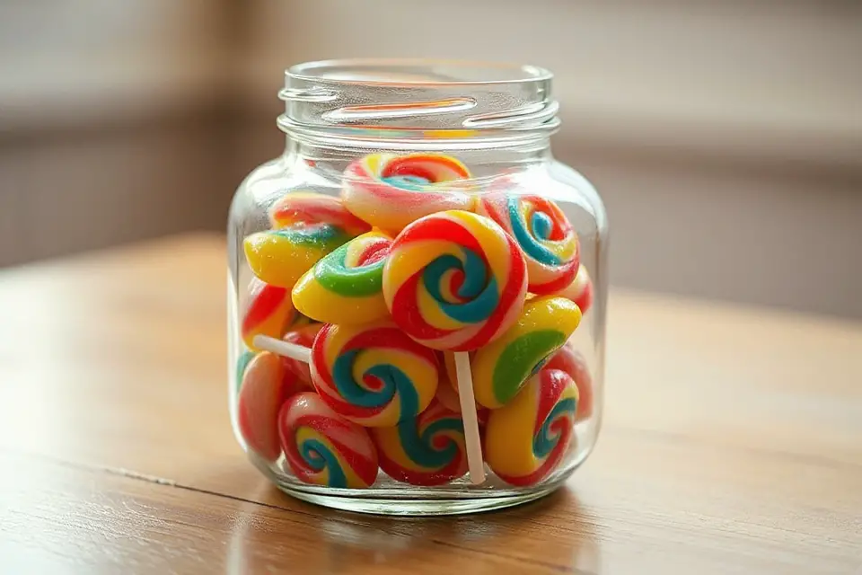 colorful lollipops in jar