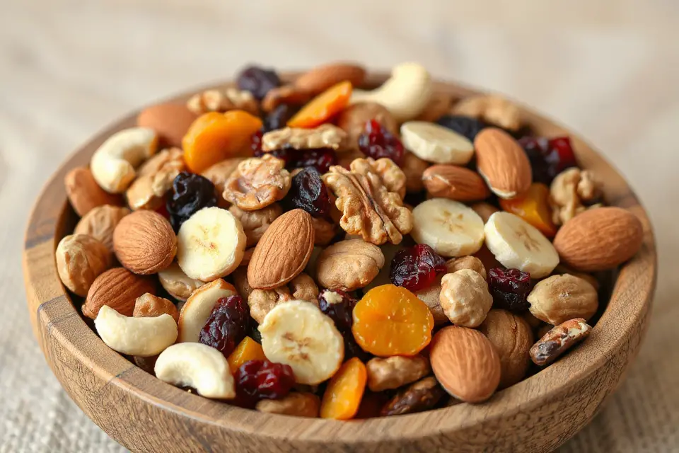 colorful nuts and fruits