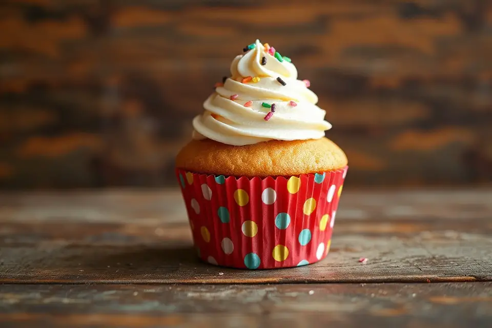 colorful polka dot cupcake