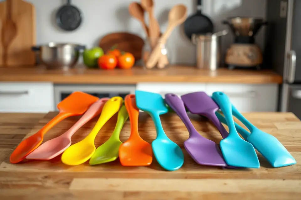 colorful silicone spatula image