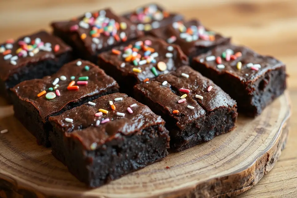 colorful sprinkles on brownies