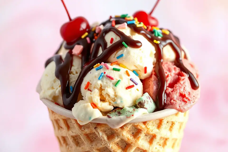 colorful sundae in cone