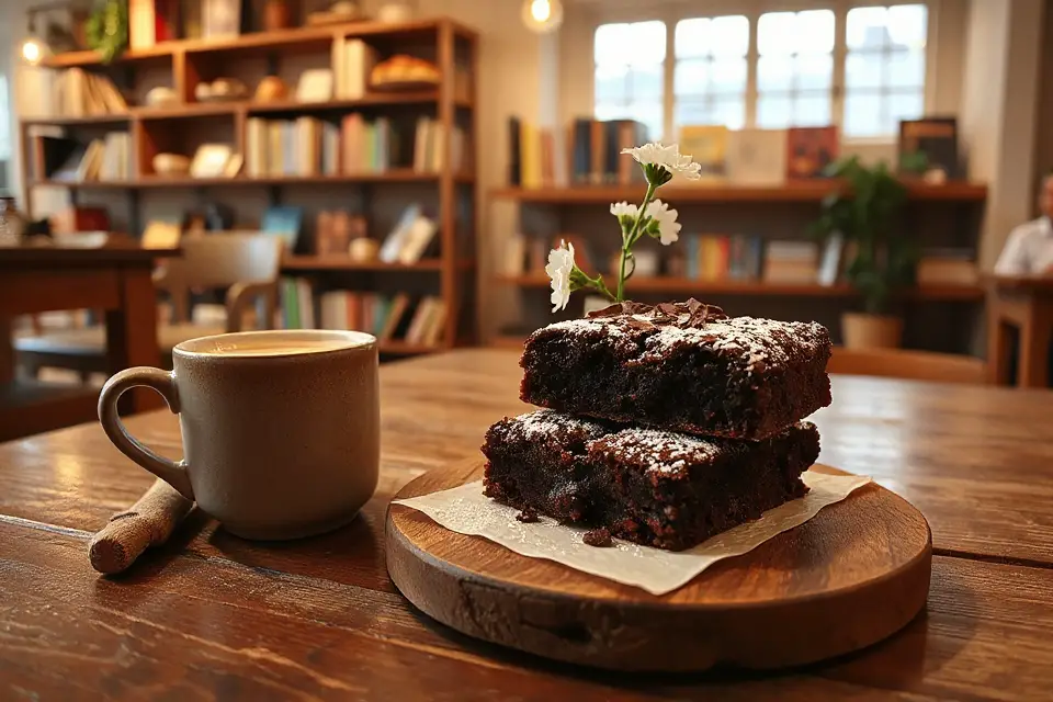 cozy cafe brownie photo