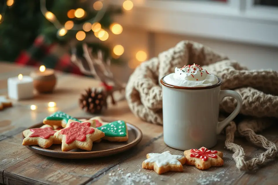 cozy christmas cookie scene