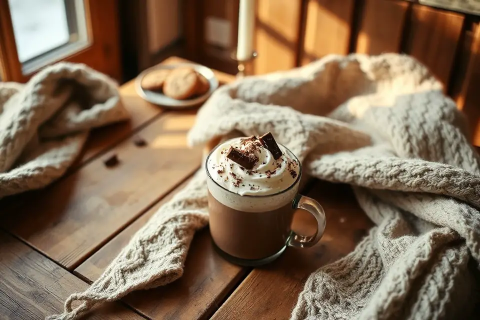 cozy hot chocolate scene