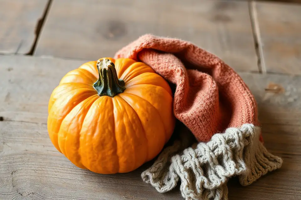 cozy pumpkin and scarf