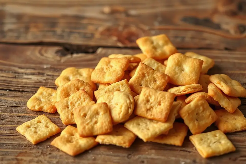 crackers on rustic wood