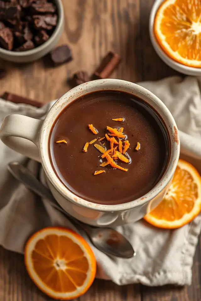 creamy citrus infused hot chocolate