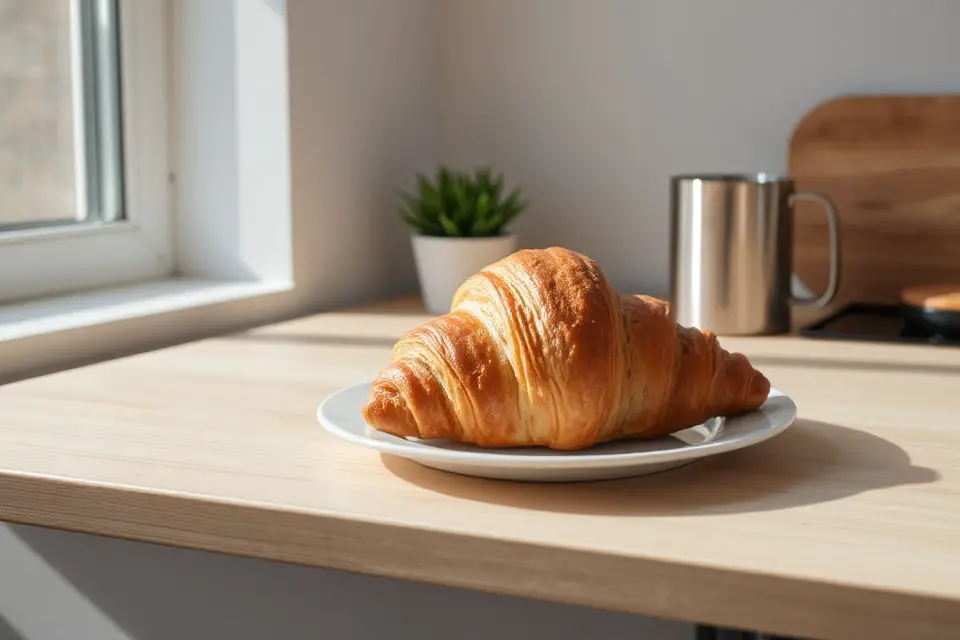croissant in minimalist kitchen