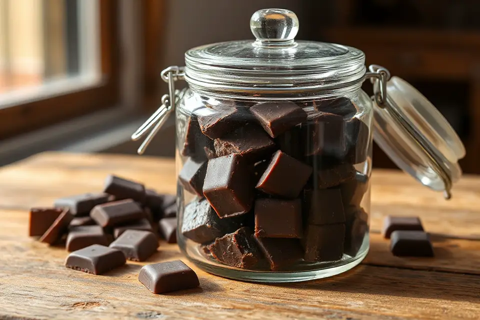 dark chocolate in jar