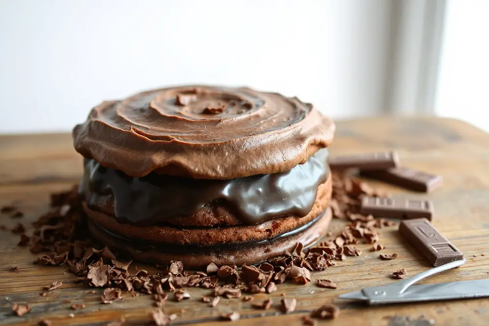decadent chocolate cake display