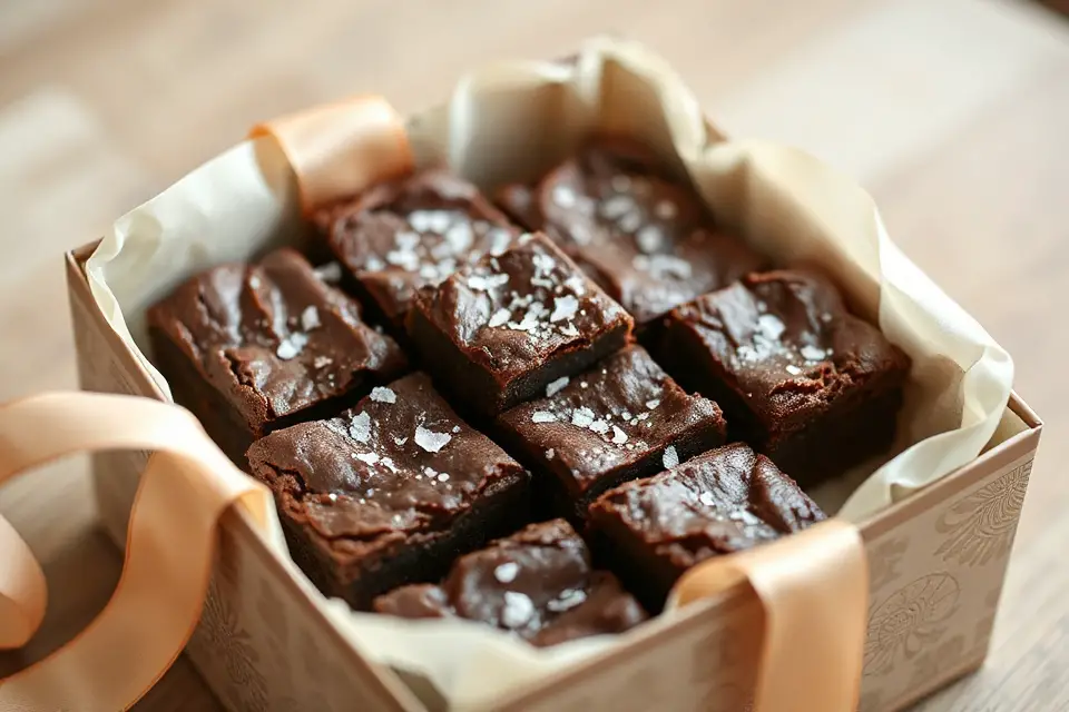 decorative box of brownies