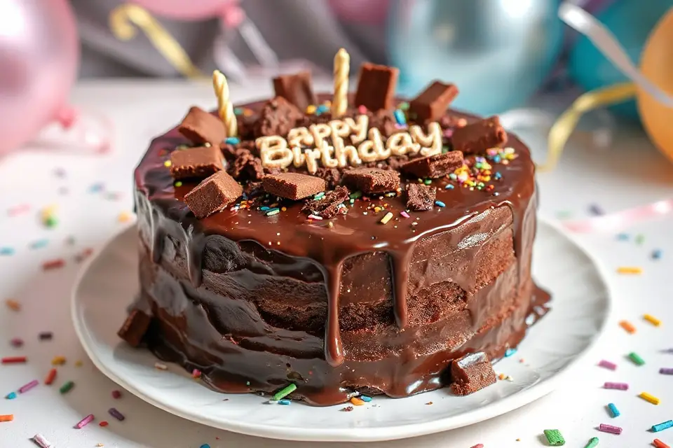 delicious chocolate birthday cake
