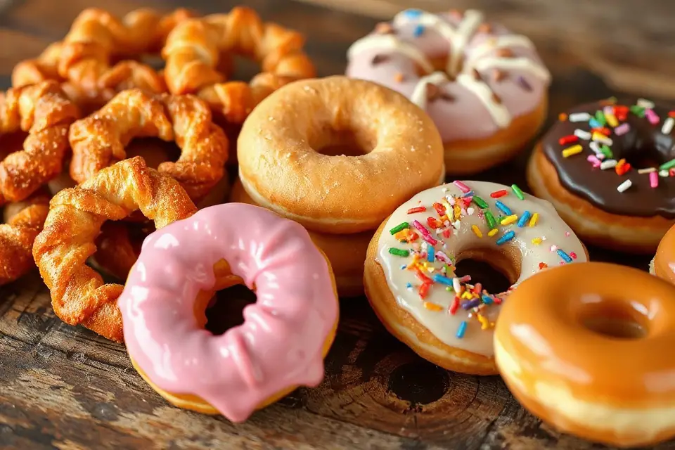 delicious crullers stock photo