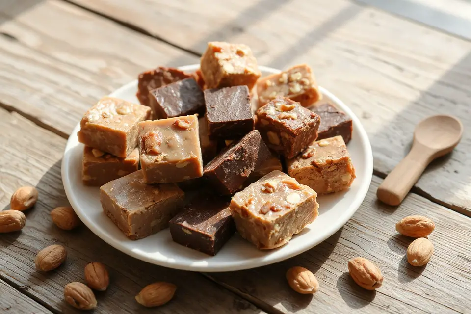 delicious fudge on table