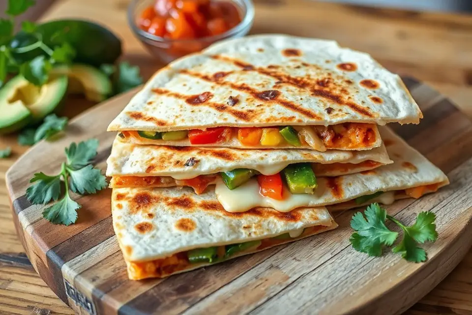 delicious quesadilla on board