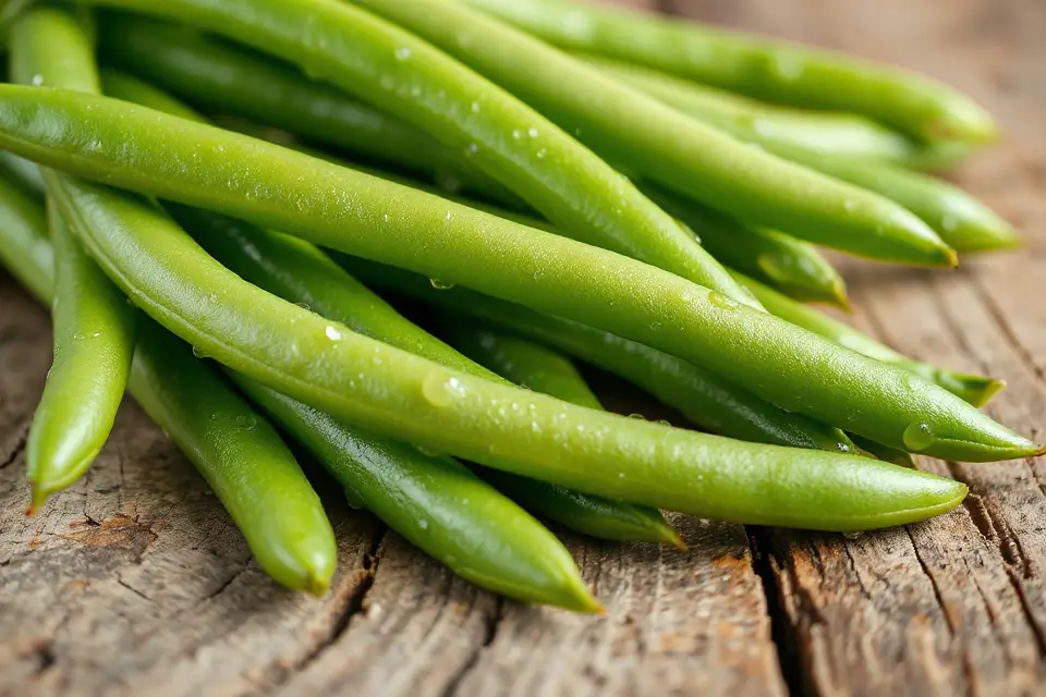 dew kissed green beans photo
